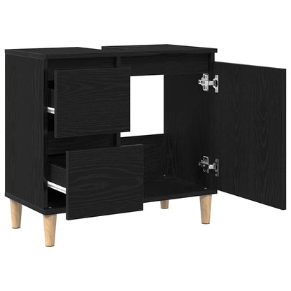 Bathroom Cabinet Black Oak 65 x 33 x 60 cm Engineered Wood