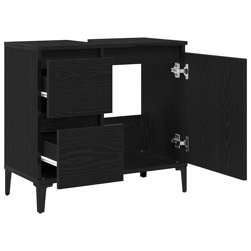 Bathroom Cabinet Black Oak 65 x 33 x 60 cm Engineered Wood