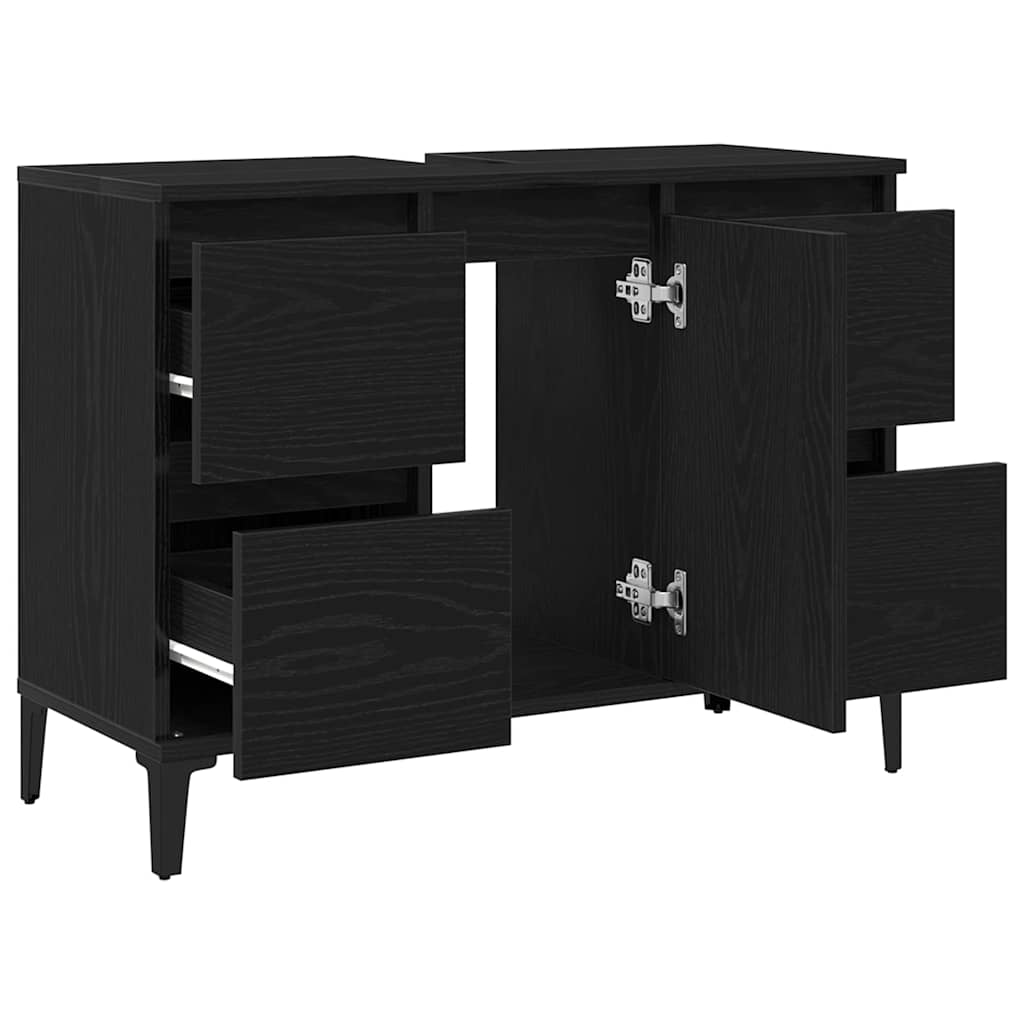 Bathroom Sink Cabinet Black Oak 80 x 33 x 60 cm Engineered Wood