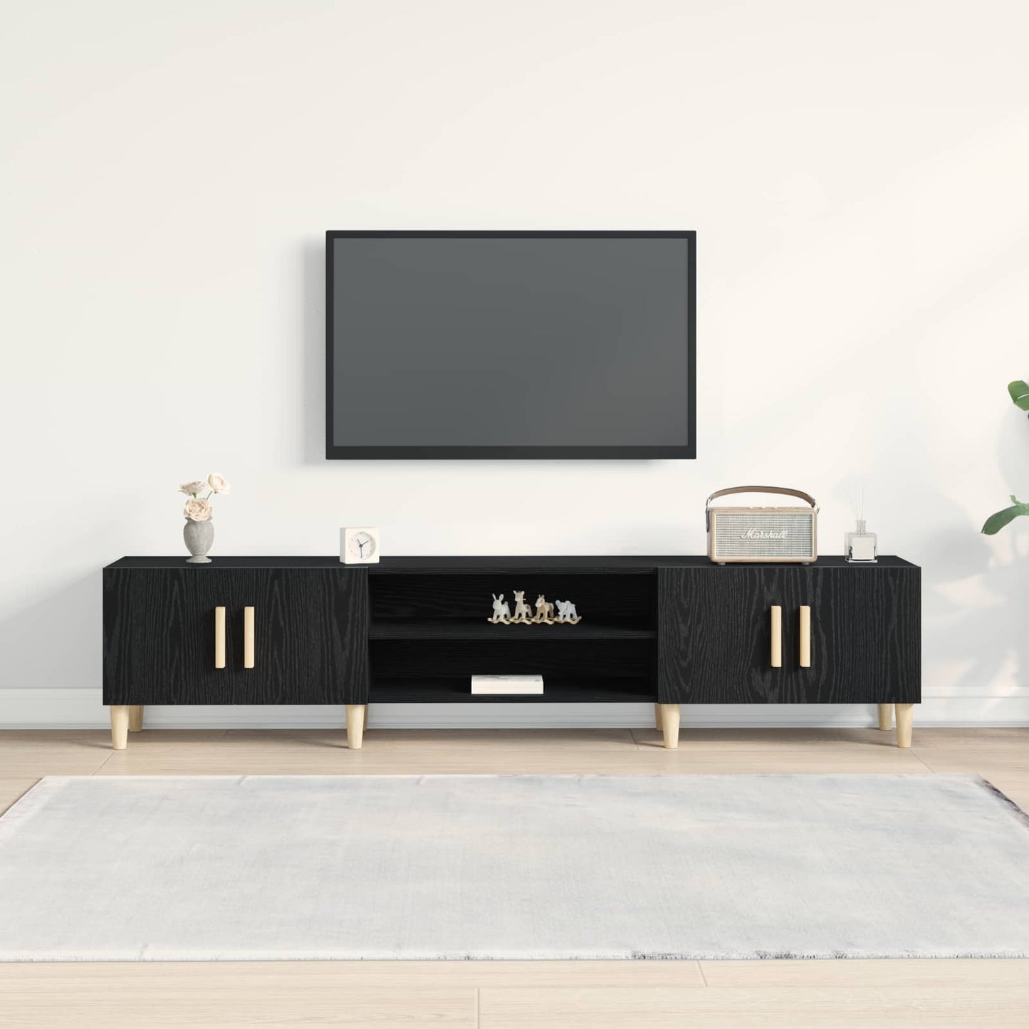 TV Cabinet 180 x 31.5 x 40 cm Black Oak Engineered Wood