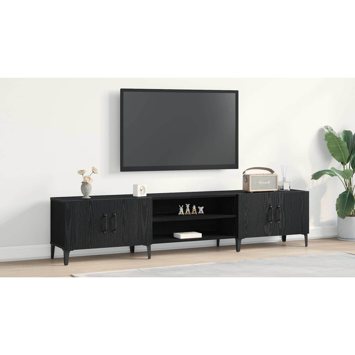 TV Cabinet Black Oak 180 x 31.5 x 40 cm Engineered Wood