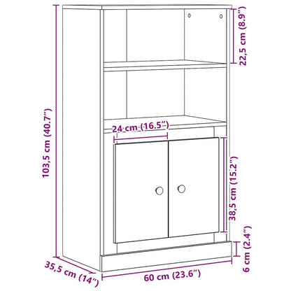 Highboard Black Oak 60 x 35.5 x 103.5 cm Engineered wood