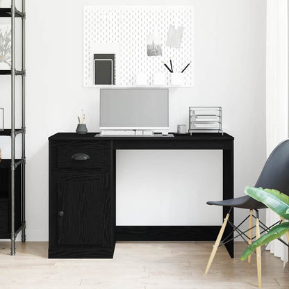 Desk with Drawer Black Oak 50 x 115 x 75 cm Engineered Wood