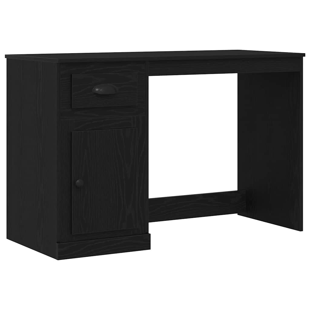 Desk with Drawer Black Oak 50 x 115 x 75 cm Engineered Wood