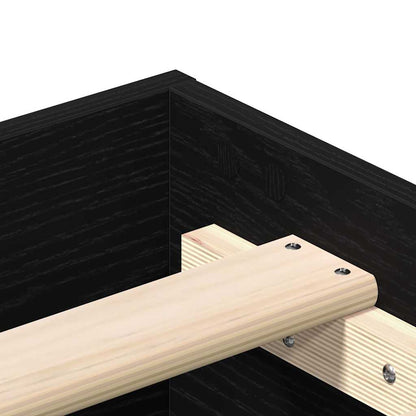 Bed Frame Black Oak 203 x 123 x 25 cm Engineered Wood