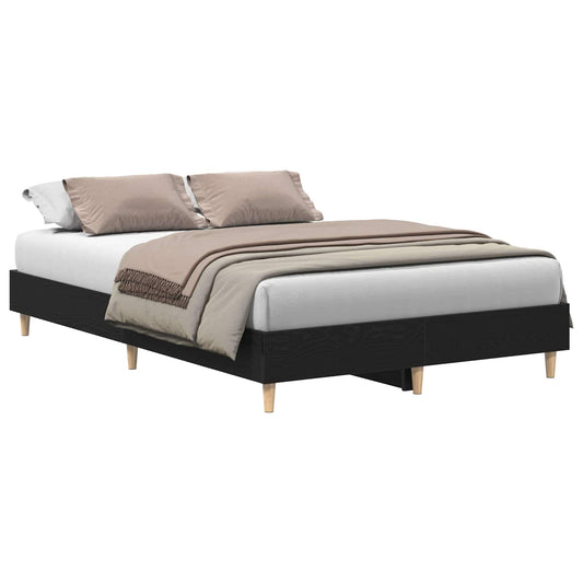 Bed Frame Black Oak 203 x 123 x 25 cm Engineered Wood