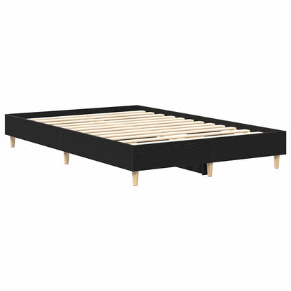Bed Frame Black Oak 203 x 123 x 25 cm Engineered Wood