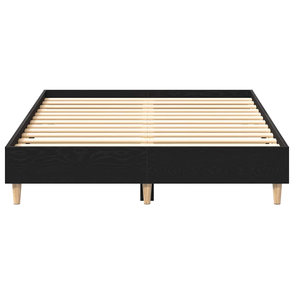 Bed Frame Black Oak 203 x 123 x 25 cm Engineered Wood