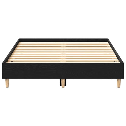 Bed Frame Black Oak 203 x 123 x 25 cm Engineered Wood