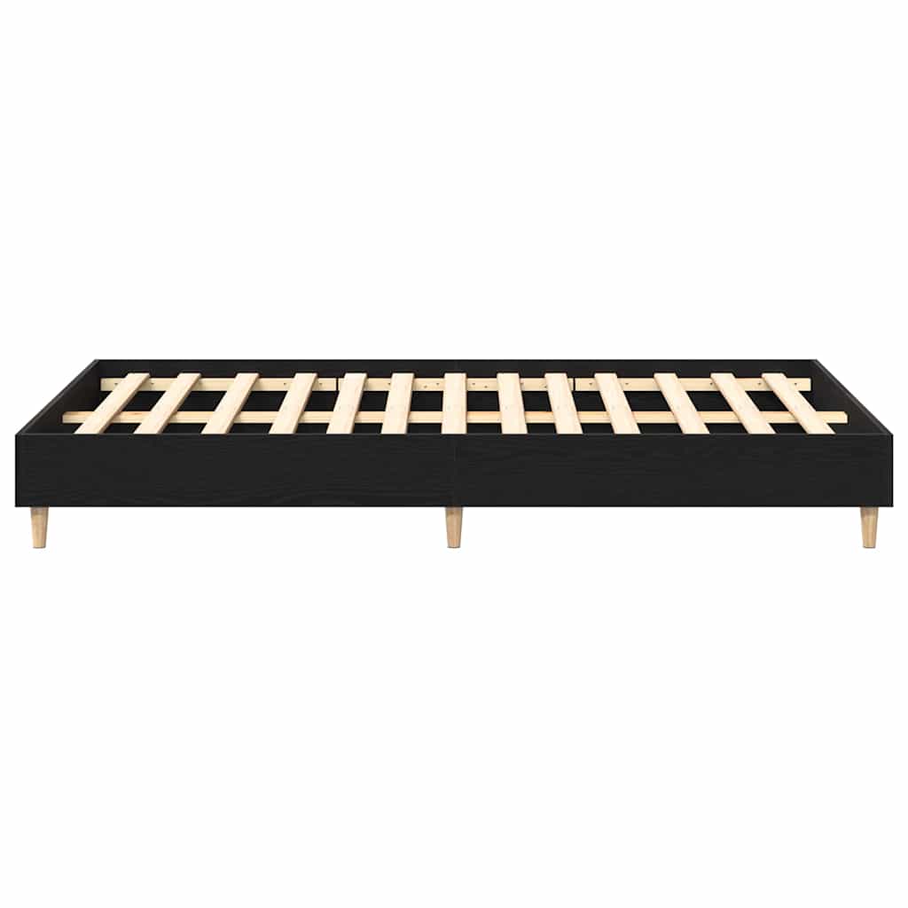 Bed Frame Black Oak 203 x 123 x 25 cm Engineered Wood