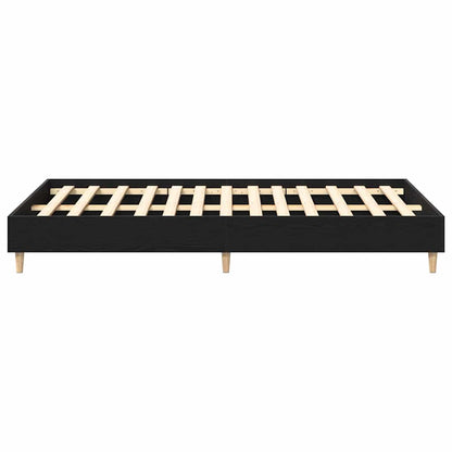 Bed Frame Black Oak 203 x 123 x 25 cm Engineered Wood