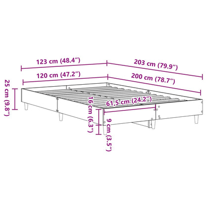 Bed Frame Black Oak 203 x 123 x 25 cm Engineered Wood