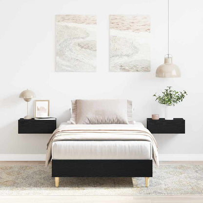 Bed Frame Black Oak 203 x 101 x 25 cm Engineered Wood