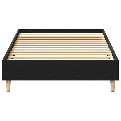 Bed Frame Black Oak 203 x 101 x 25 cm Engineered Wood
