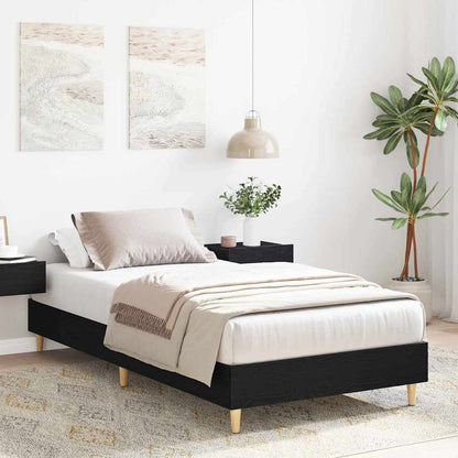 Bed Frame Black Oak 203 x 93 x 25 cm Engineered Wood