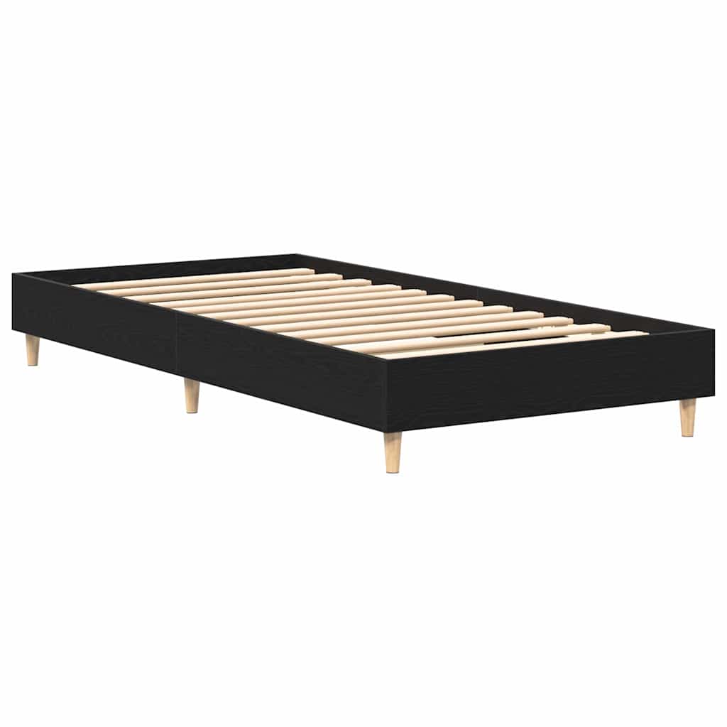 Bed Frame Black Oak 203 x 93 x 25 cm Engineered Wood