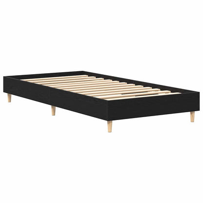 Bed Frame Black Oak 203 x 93 x 25 cm Engineered Wood