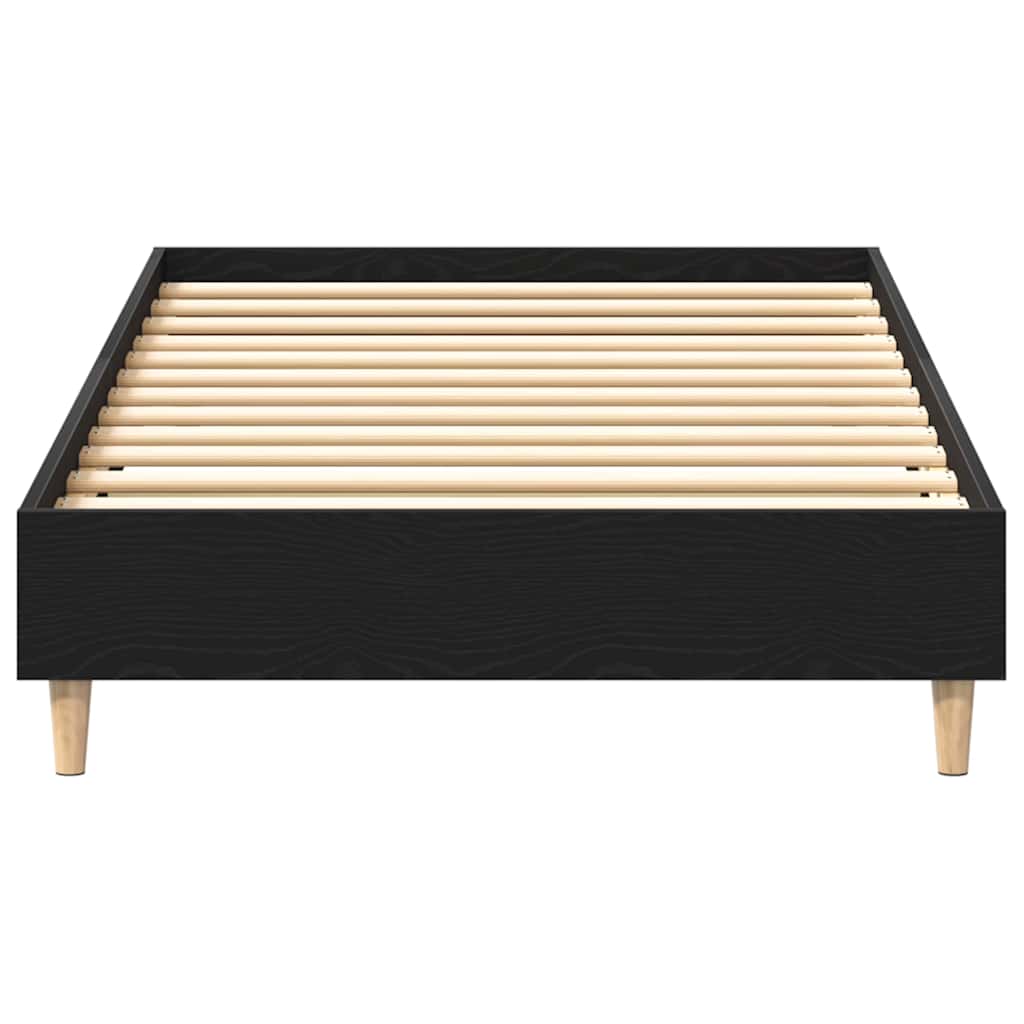 Bed Frame Black Oak 203 x 93 x 25 cm Engineered Wood
