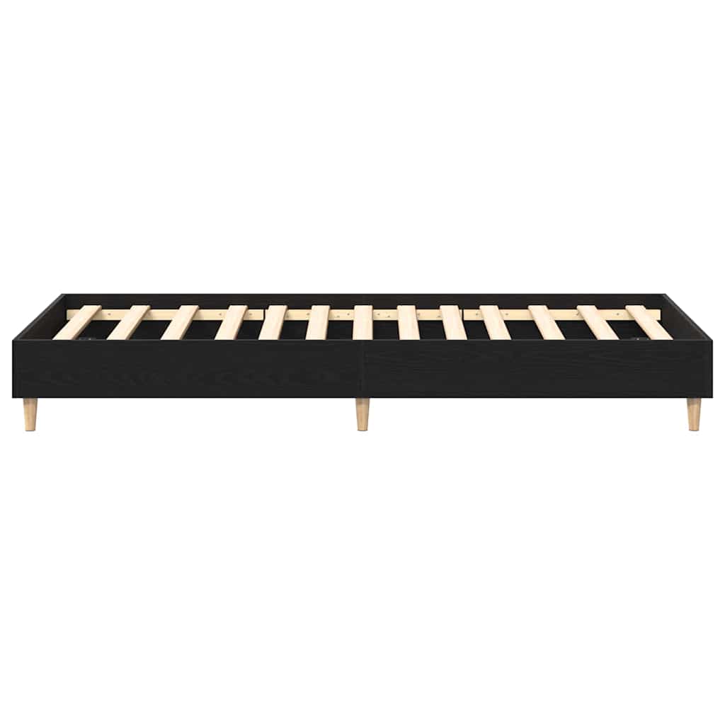 Bed Frame Black Oak 203 x 93 x 25 cm Engineered Wood