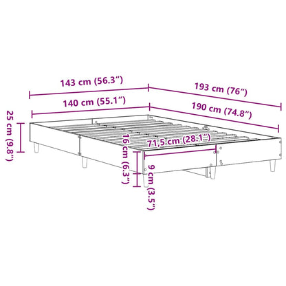 Bed Frame Black Oak 193 x 143 x 25 cm Engineered Wood