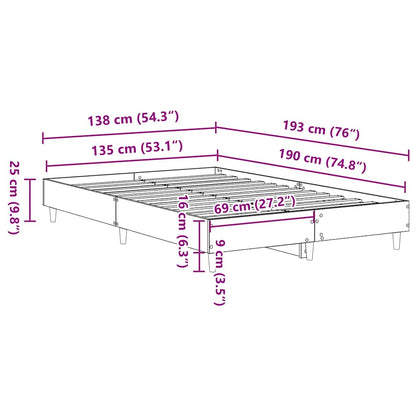 Bed Frame Black Oak 193 x 138 x 25 cm Engineered Wood