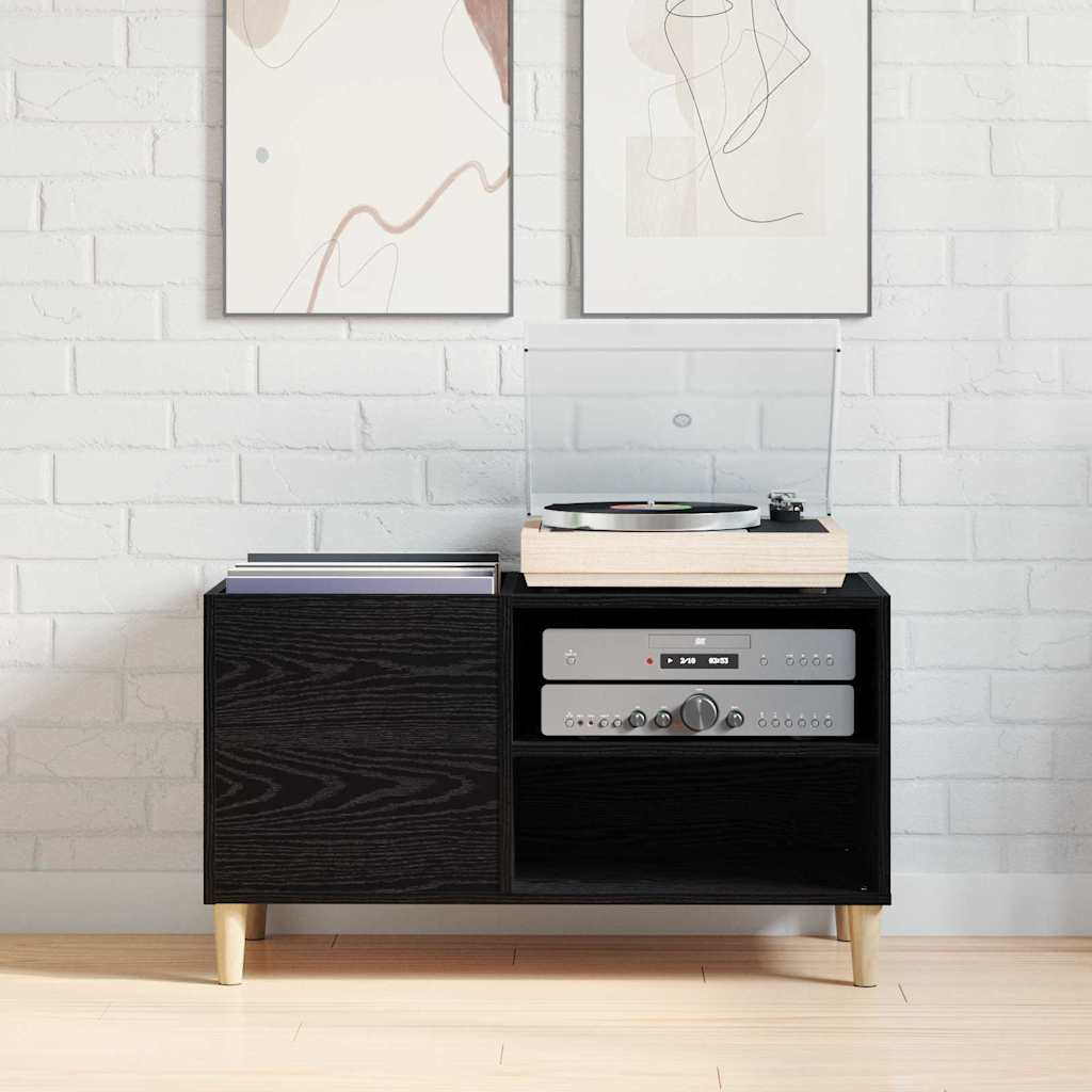 Record Cabinet 84.5 x 38 x 48 cm Engineered Wood Black oak
