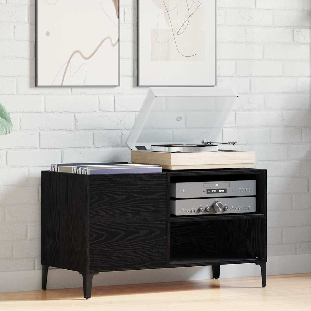 Record Cabinet Black Oak 84.5 x 38 x 48 cm Engineered Wood