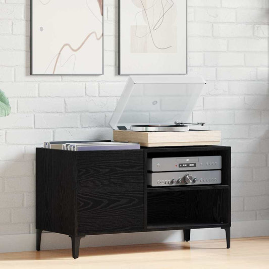 Record Cabinet Black Oak 84.5 x 38 x 48 cm Engineered Wood