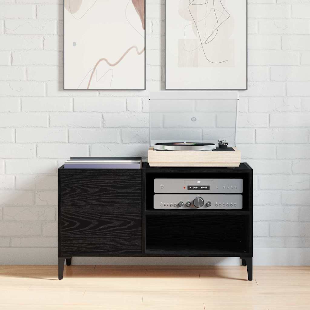 Record Cabinet Black Oak 84.5 x 38 x 48 cm Engineered Wood
