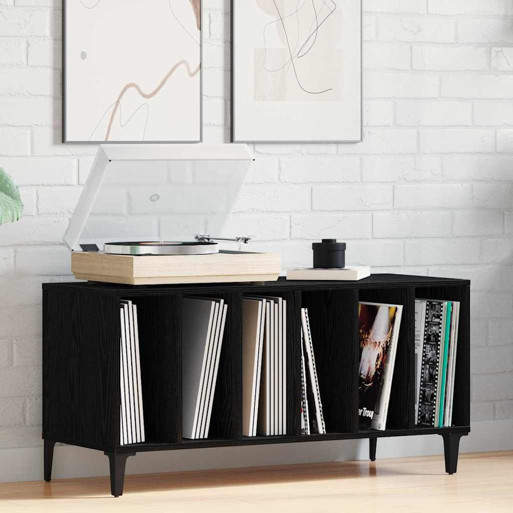 Record Cabinet Black Oak 100 x 38 x 48 cm Engineered Wood