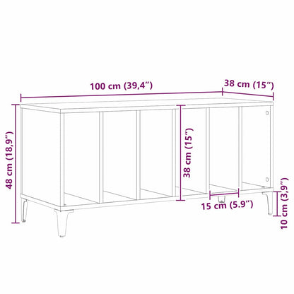 Record Cabinet Black Oak 100 x 38 x 48 cm Engineered Wood