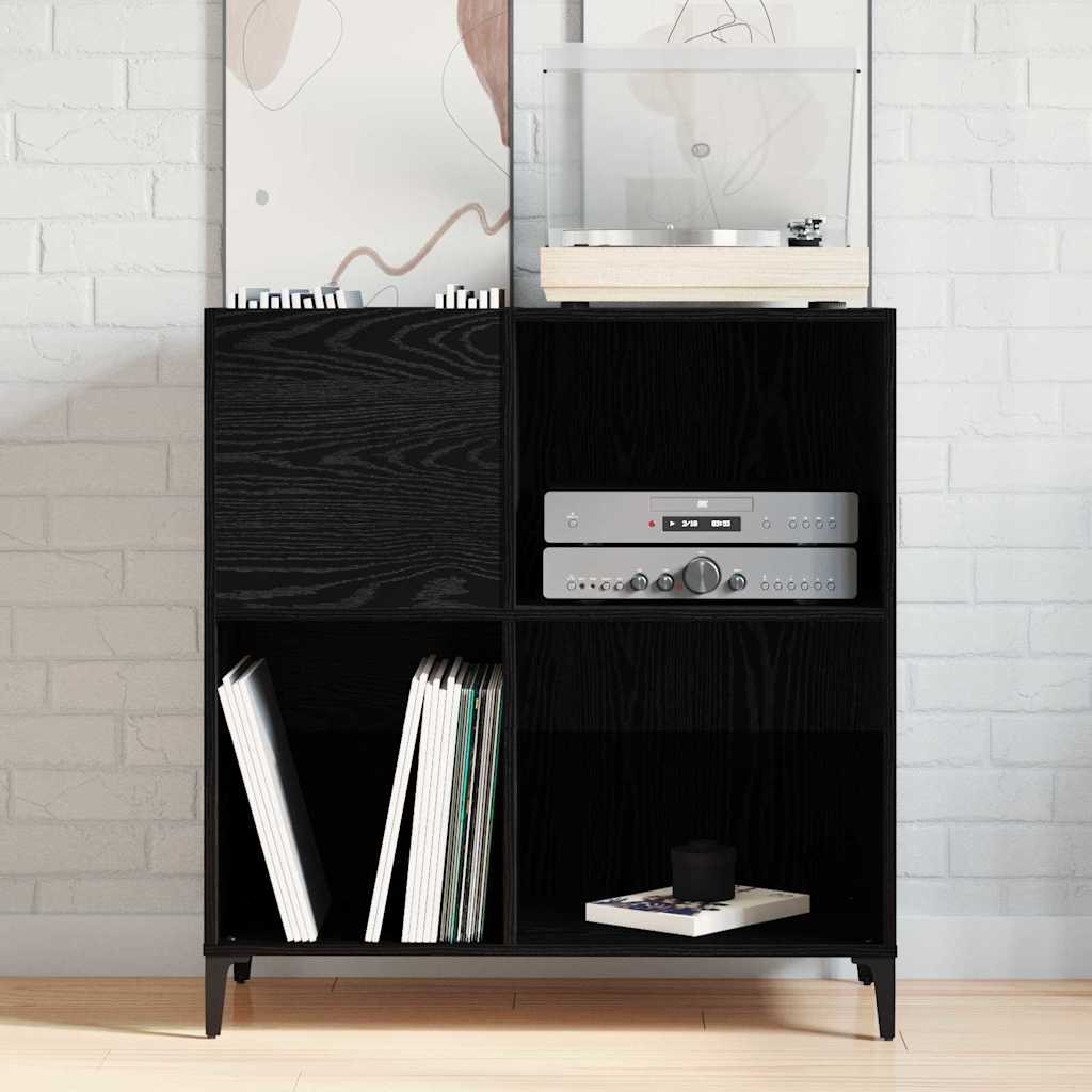 Record Cabinet Black Oak 84.5 x 38 x 89 cm Engineered Wood