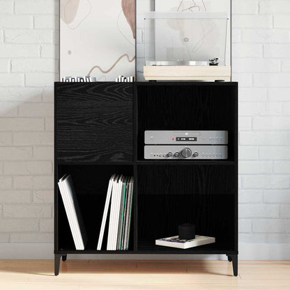 Record Cabinet Black Oak 84.5 x 38 x 89 cm Engineered Wood