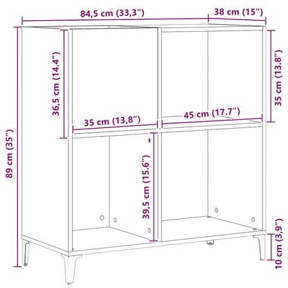 Record Cabinet Black Oak 84.5 x 38 x 89 cm Engineered Wood