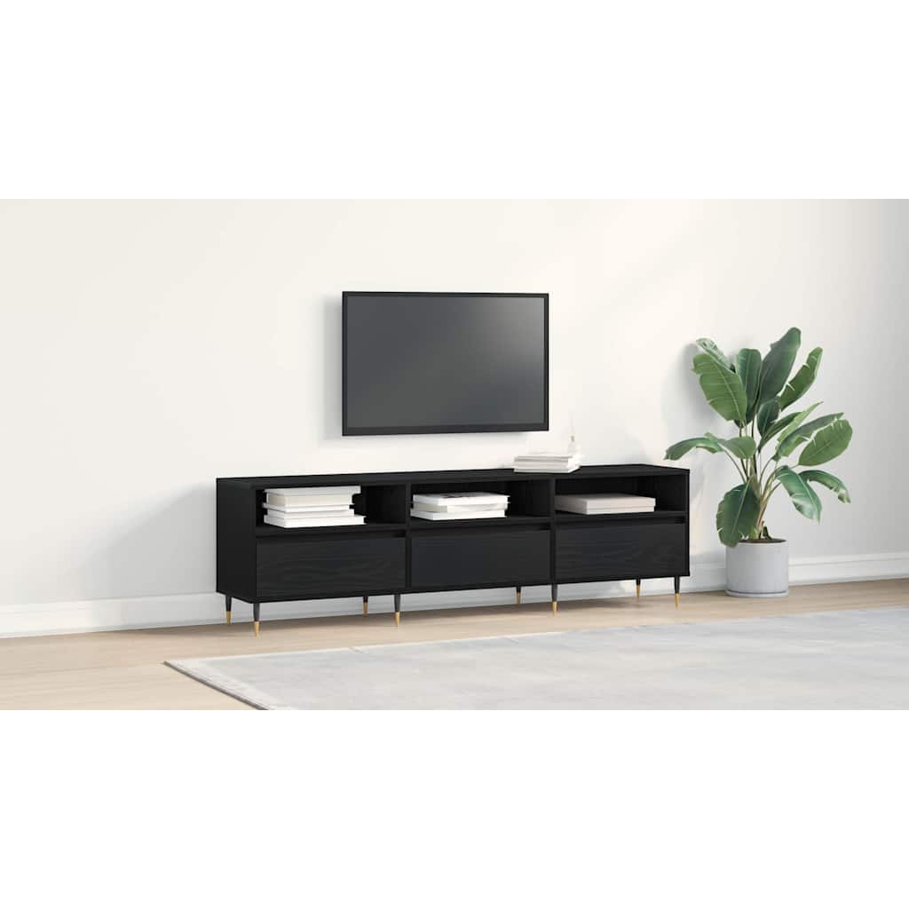 TV Cabinet Black Oak 150 x 30 x 44.5 cm Engineered Wood