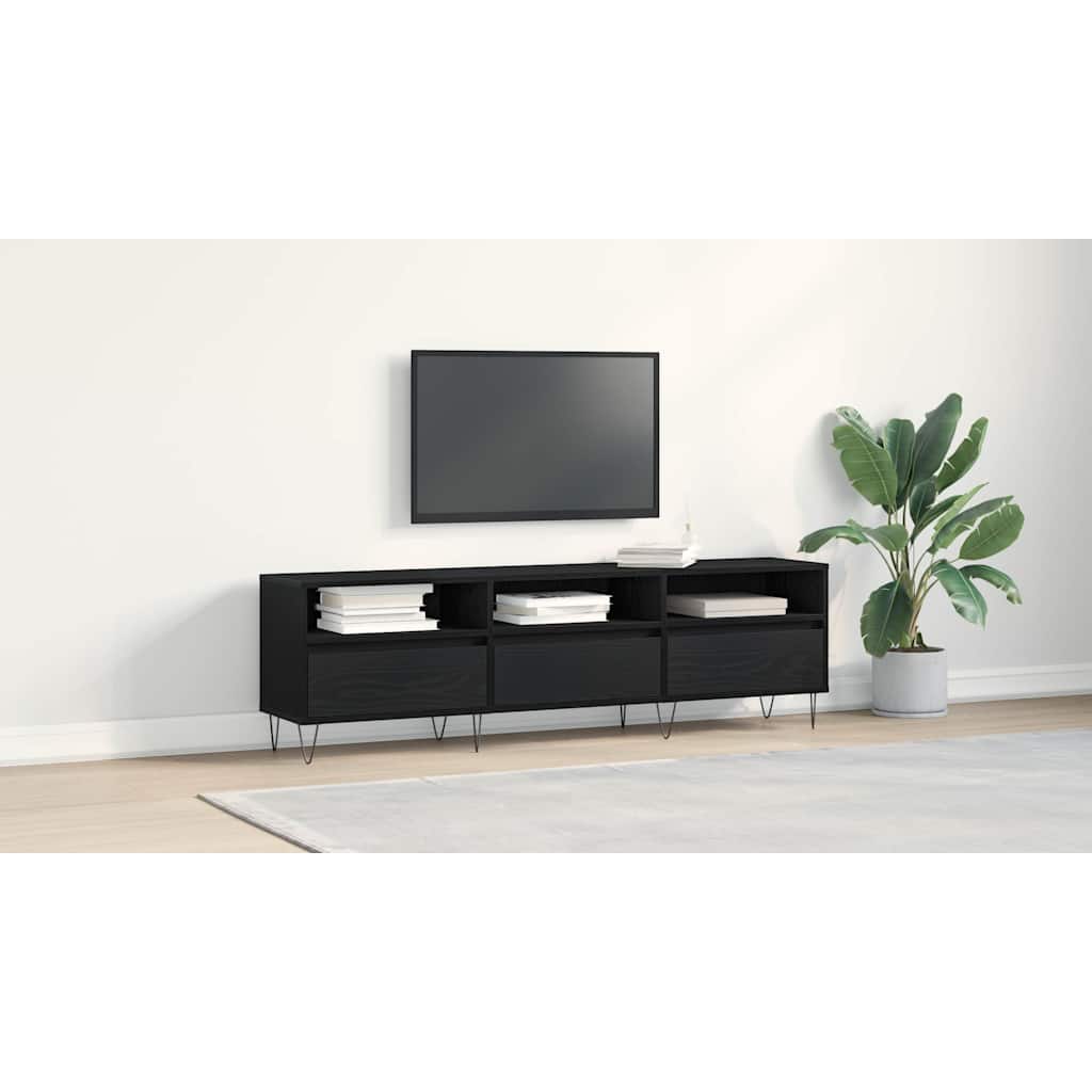 TV Cabinet Black Oak 150 x 30 x 44.5 cm Engineered Wood