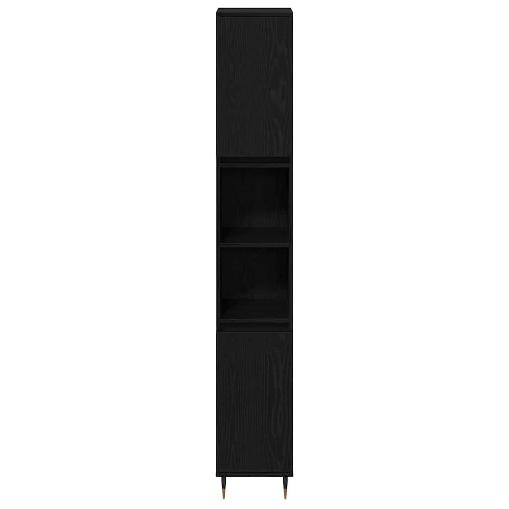 Bathroom Cabinet Black Oak 30 x 30 x 190 cm Engineered Wood