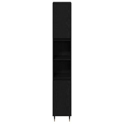 Bathroom Cabinet Black Oak 30 x 30 x 190 cm Engineered Wood