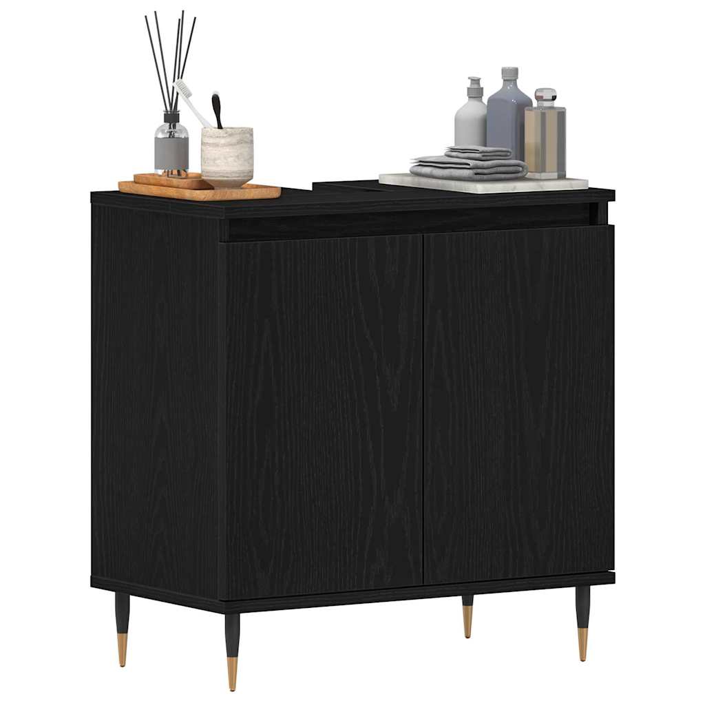 Bathroom Sink Cabinet Black Oak 58 x 33 x 60 cm Engineered Wood