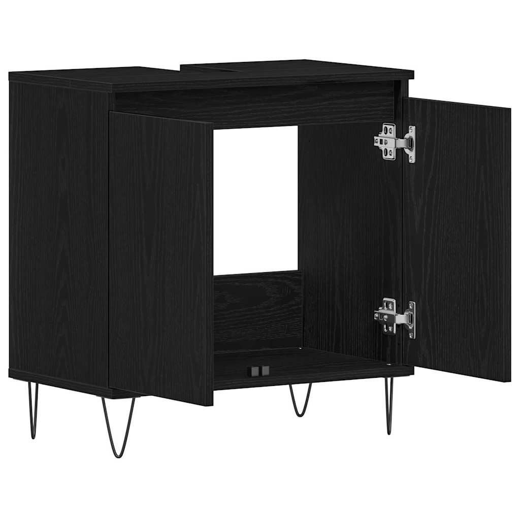 Bathroom Sink Cabinet Black Oak 58 x 33 x 60 cm Engineered Wood