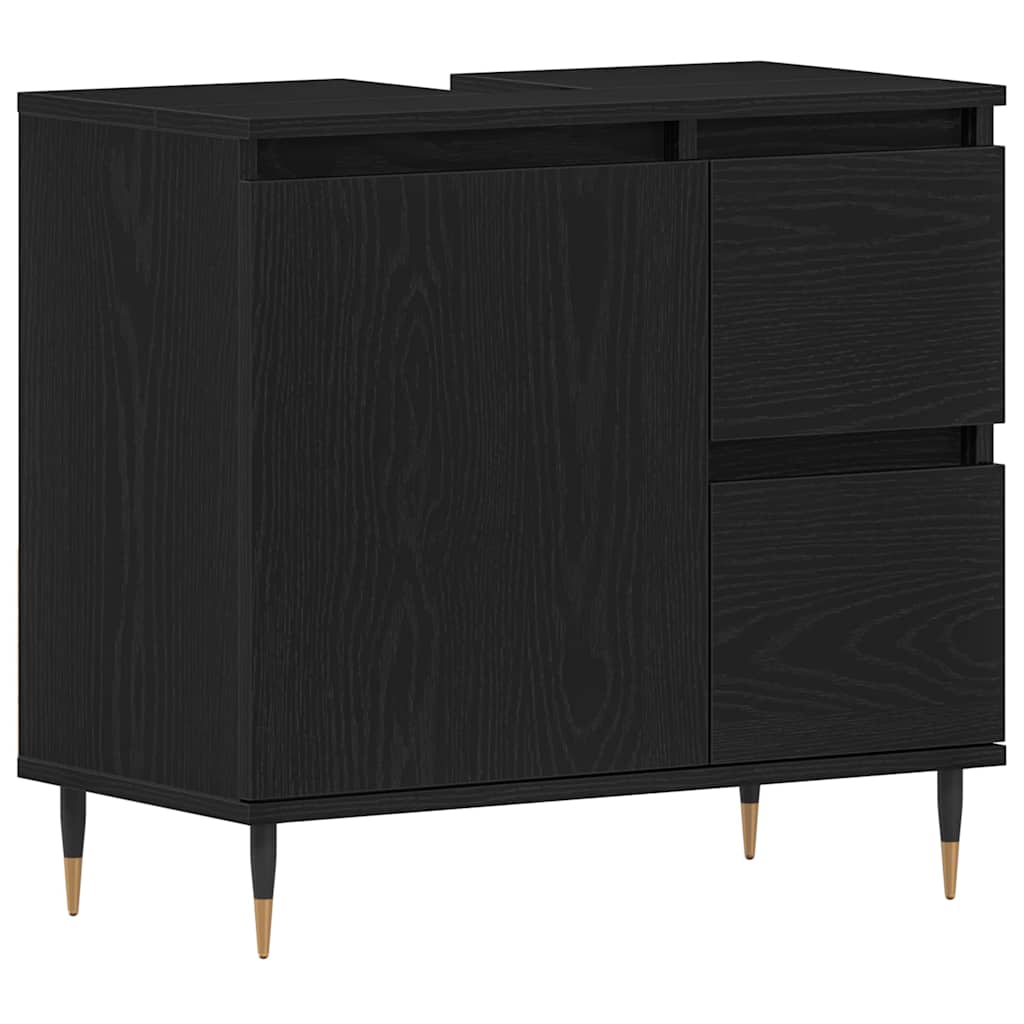Bathroom Cabinet Black Oak 65 x 33 x 60 cm Engineered Wood