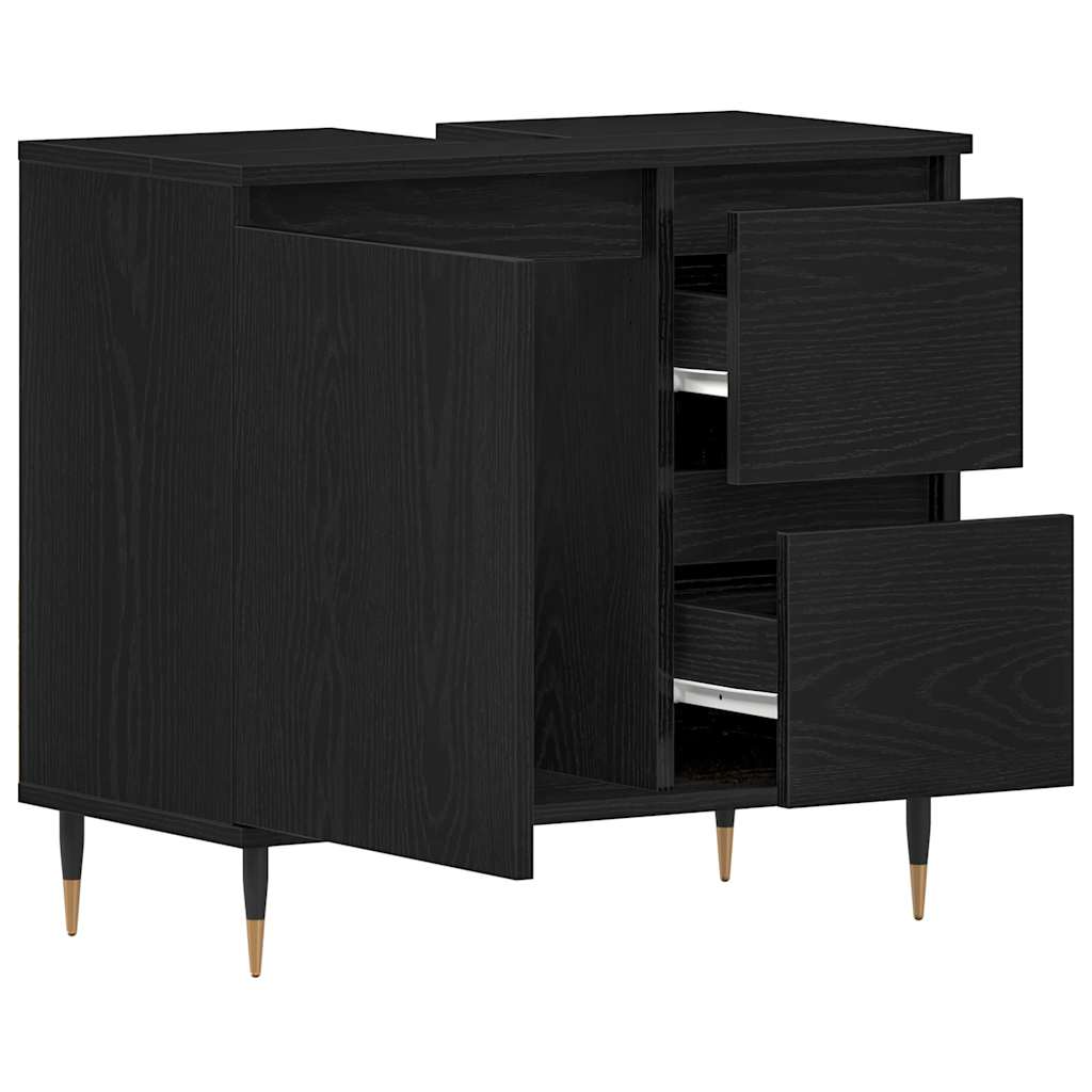 Bathroom Cabinet Black Oak 65 x 33 x 60 cm Engineered Wood