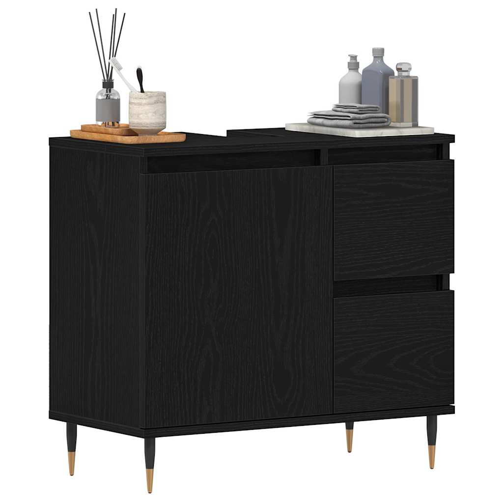 Bathroom Cabinet Black Oak 65 x 33 x 60 cm Engineered Wood