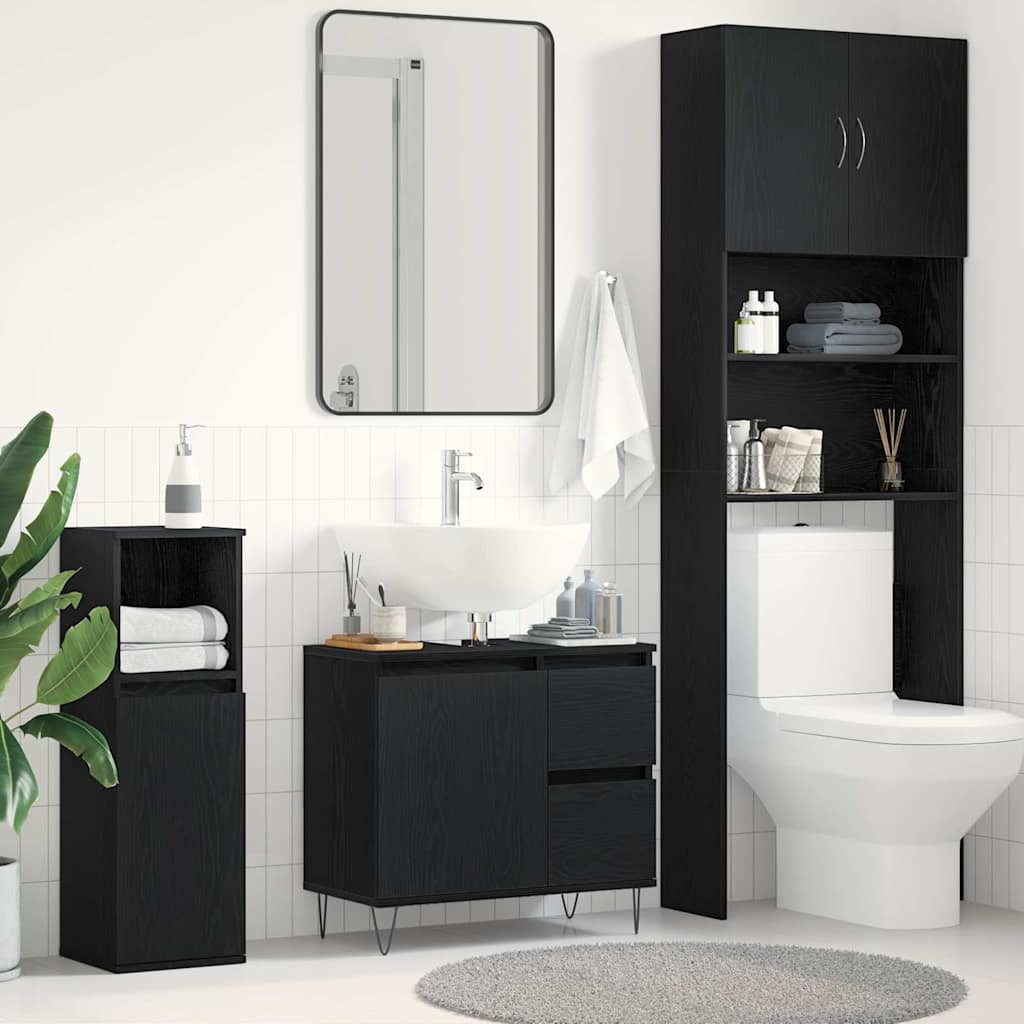 Bathroom Sink Cabinet Black Oak 65 x 33 x 60 cm Engineered Wood