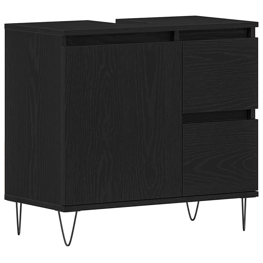 Bathroom Sink Cabinet Black Oak 65 x 33 x 60 cm Engineered Wood