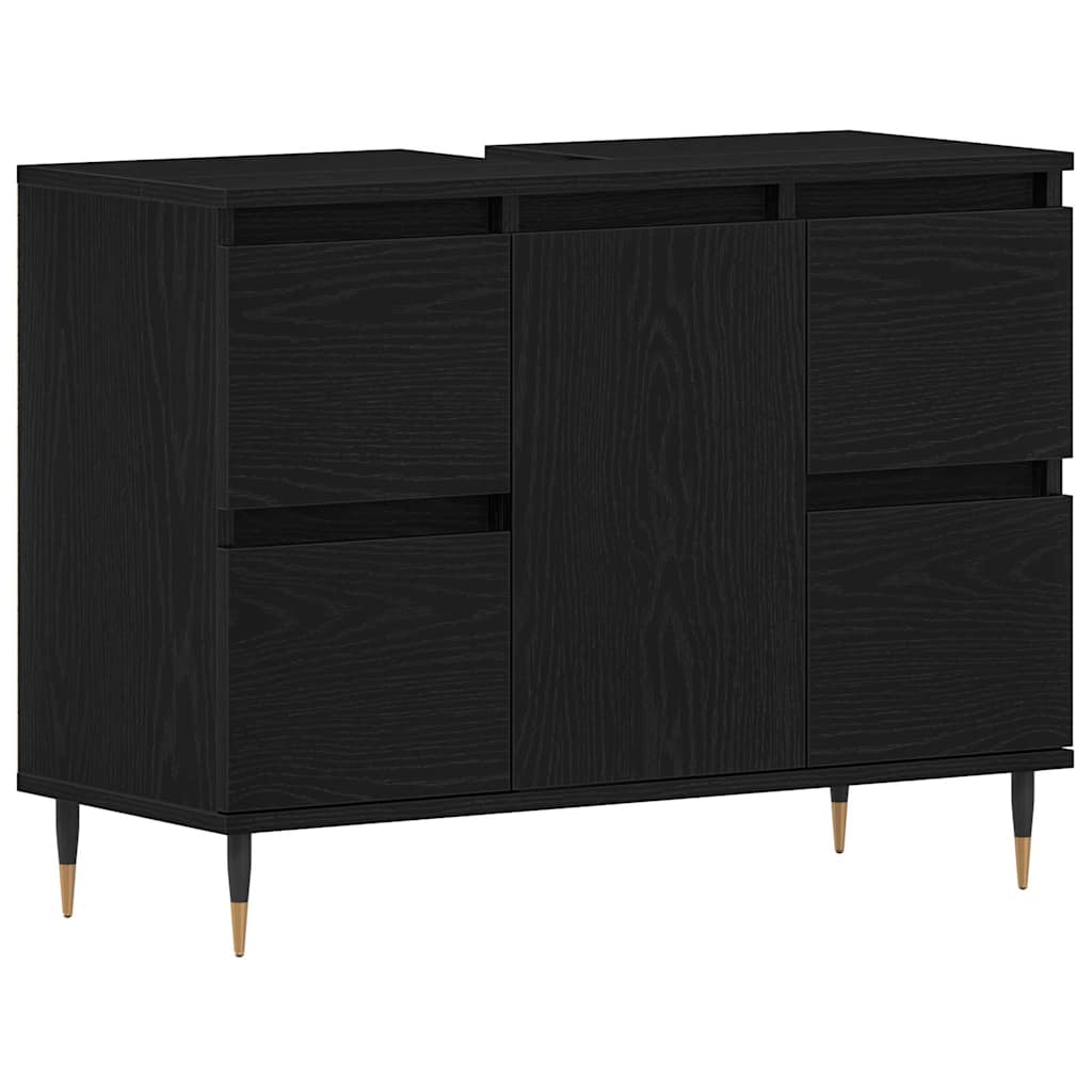 Bathroom Sink Cabinet Black Oak 80 x 33 x 60 cm Engineered Wood