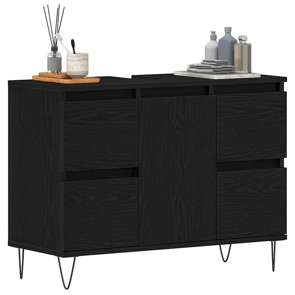 Bathroom Sink Cabinet Black Oak 80 x 33 x 60 cm Engineered Wood