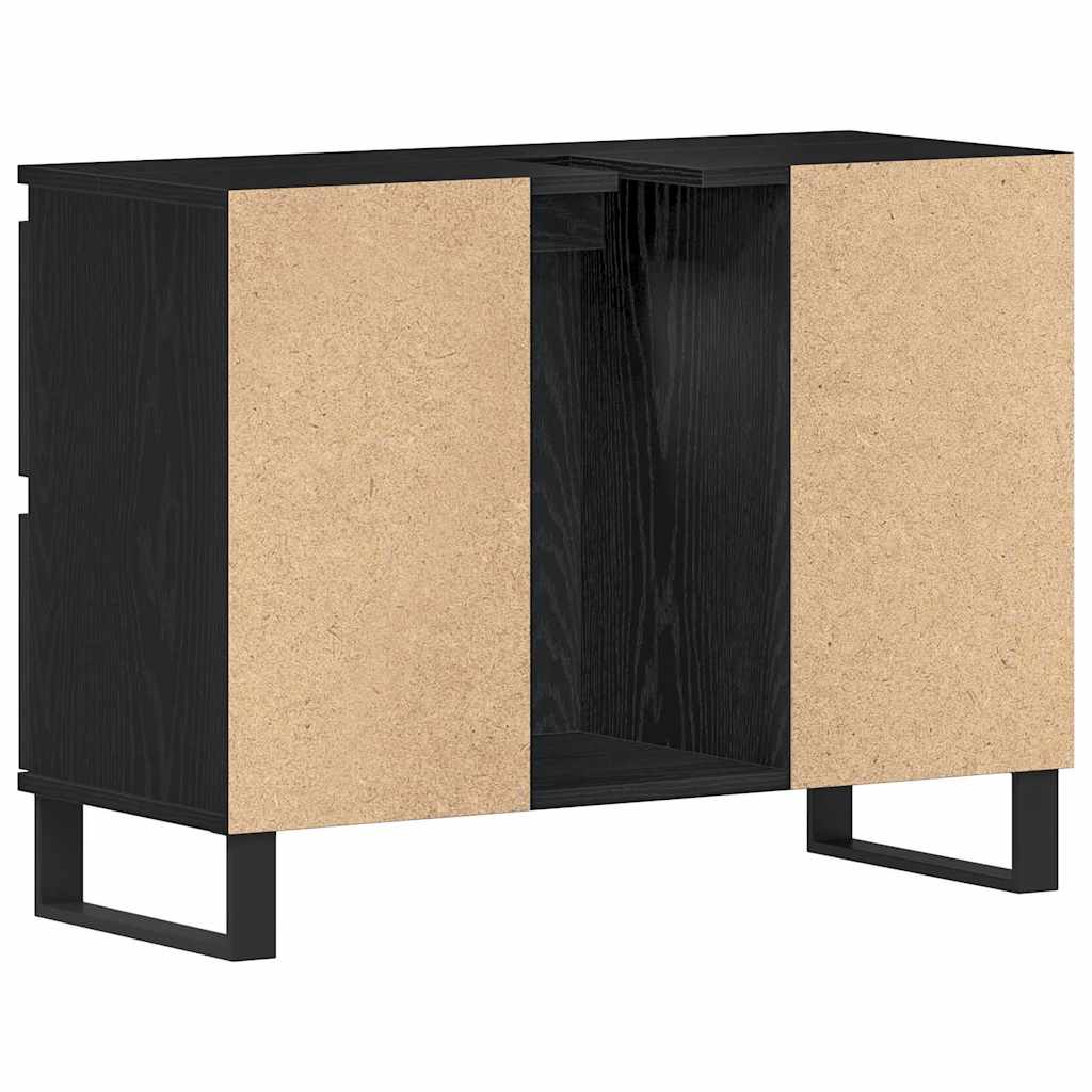 Bathroom Cabinet Black Oak 80 x 33 x 60 cm Engineered Wood