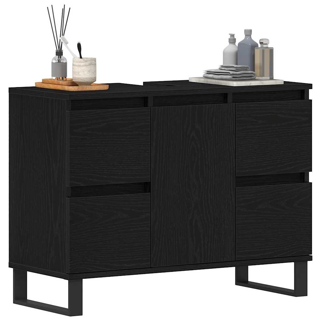 Bathroom Cabinet Black Oak 80 x 33 x 60 cm Engineered Wood