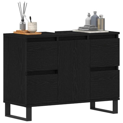 Bathroom Cabinet Black Oak 80 x 33 x 60 cm Engineered Wood
